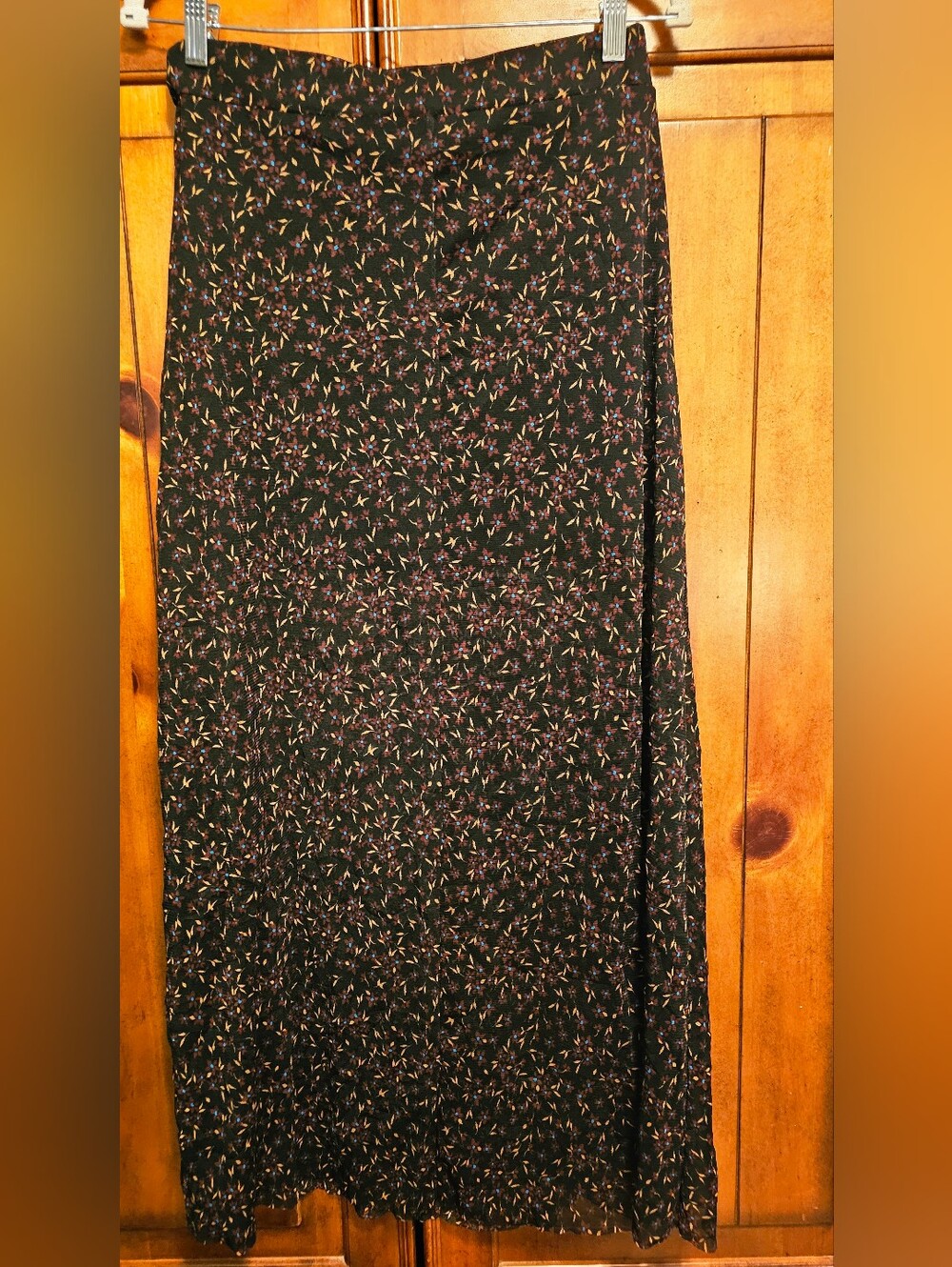 Free People Seven Wonders Mesh Maxi Skirt Black Floral Ditsy Boho M Pull On